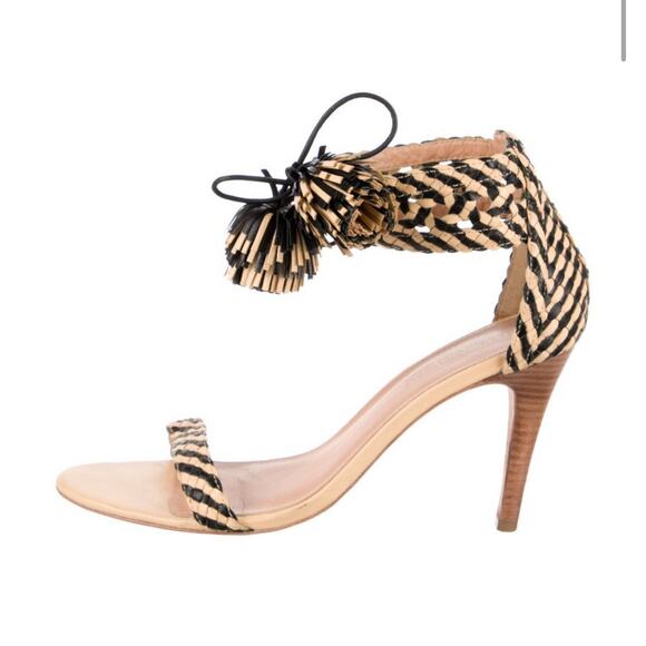Ulla Johnson Clara Melange Sandal Pom Pom Tassel Wrap Heels IT 41/US 10.5-11 - Picture 2 of 5